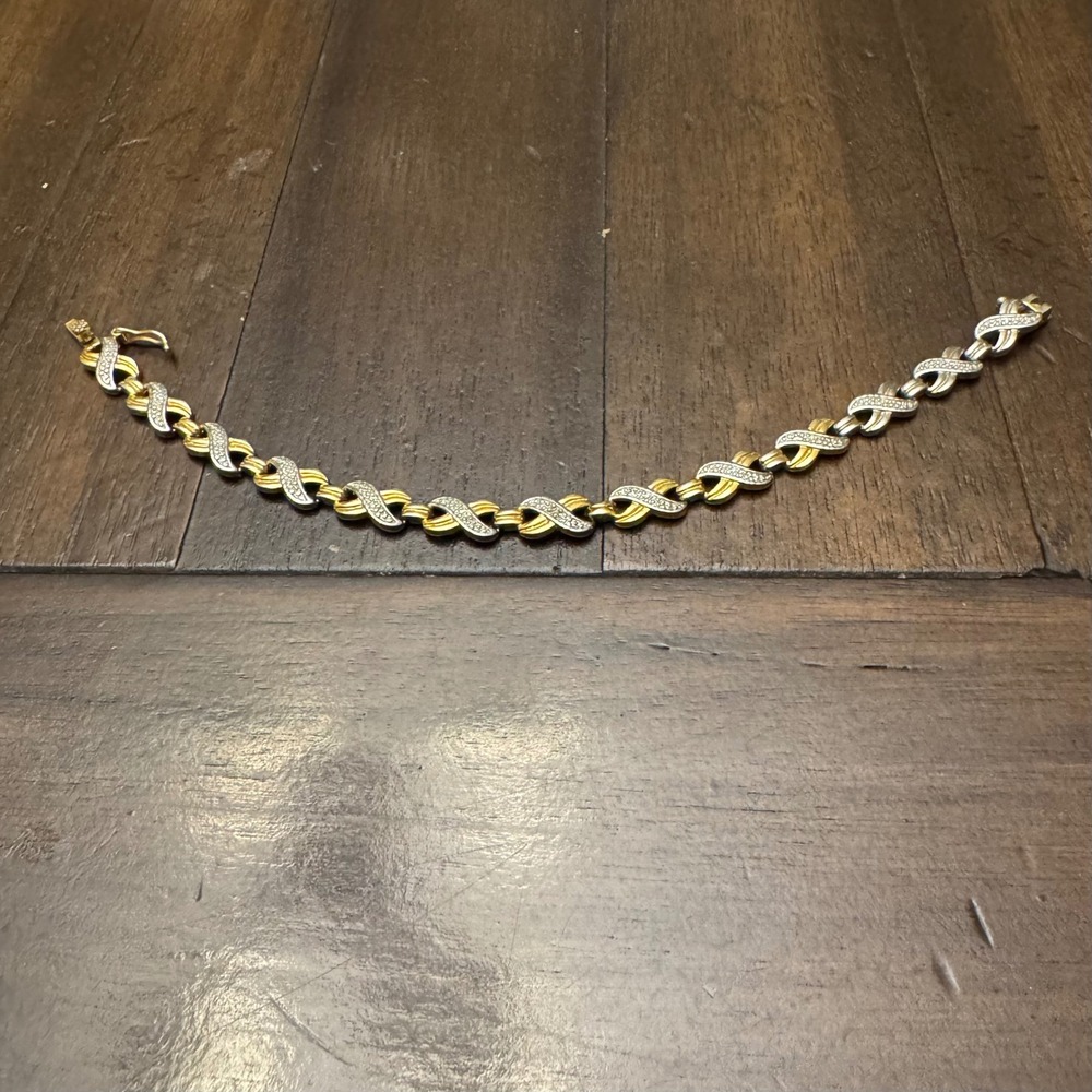 DBJ Link Bracelet Women Gold Silver Two Tone 925 Sterling Hugs Kisses XO Signed